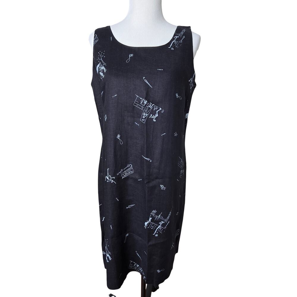 Vintage Rafaella London Linen Shift Dress Size 12 Knee Length Art to Wear